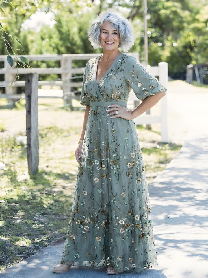 Gwendolen | Floral V-Neck Maxi Dress